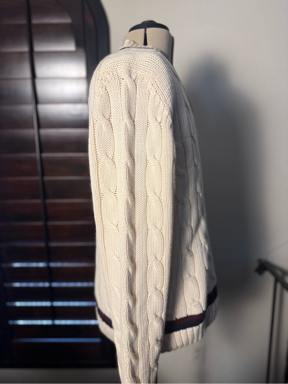 Brooks Brothers Country Club Men's XL Merino Cable Knit Cricket Sweater - Picture 5 of 6